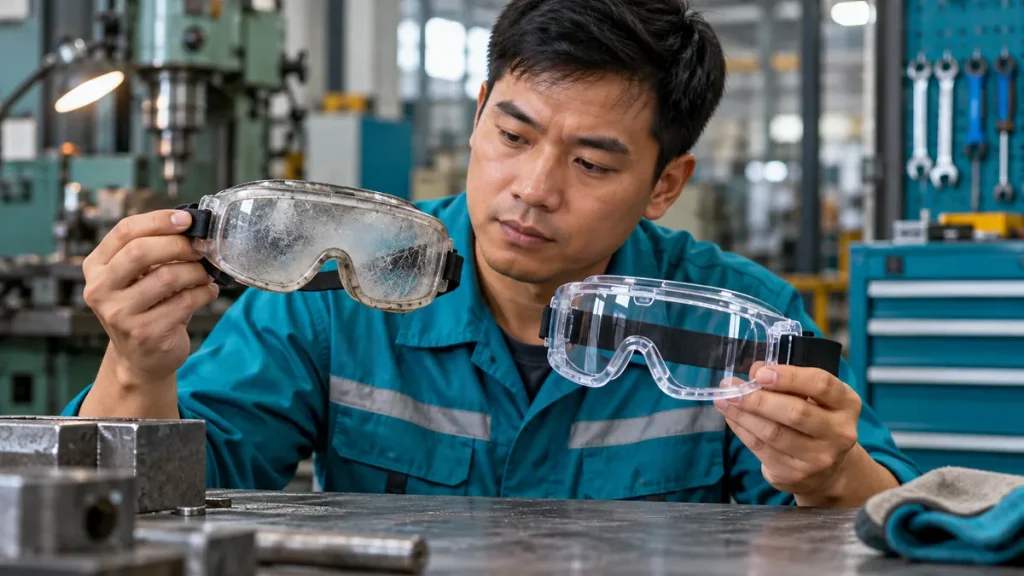 Kính bảo hộ bị mờ hơi nước hoặc trầy: khi nào cần chỉnh và thay?