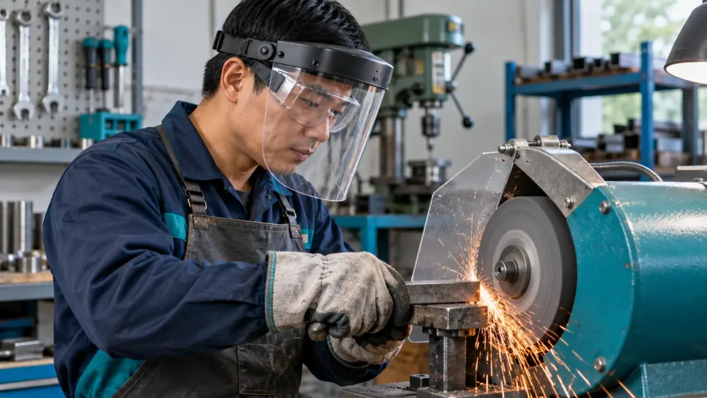 Mài và khoan kim loại: vì sao mắt vẫn có thể bị mảnh bắn từ bên?