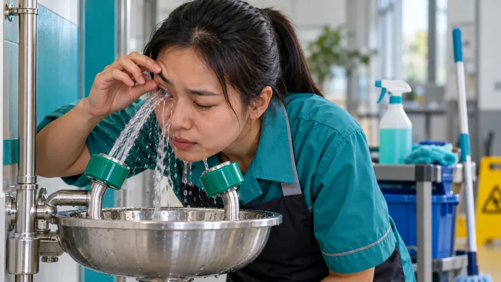 Nước tẩy rửa bắn vào mắt khi làm vệ sinh: xử lý phút đầu