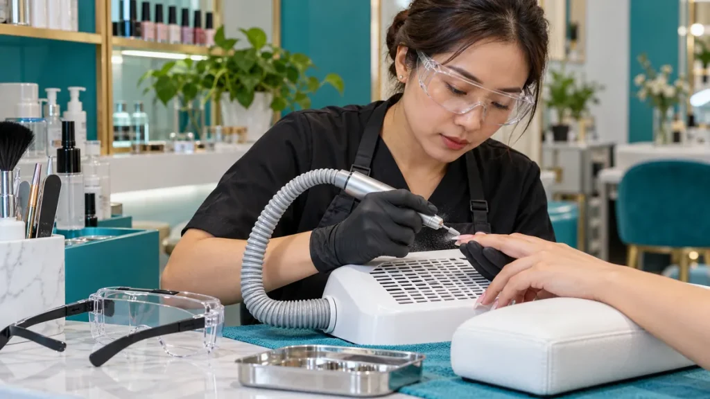 Thợ làm tóc và làm móng: bảo vệ mắt trước hóa chất, bụi mịn